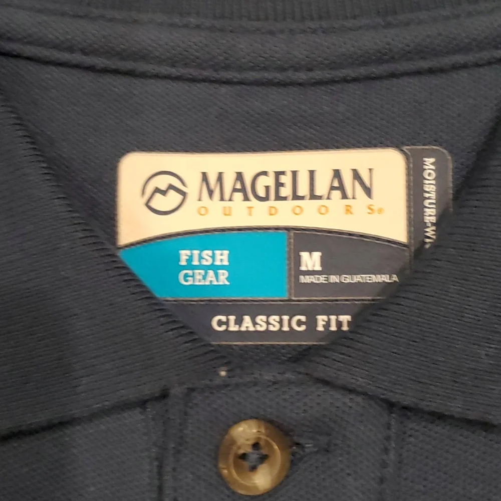 Mens Magellan classic fit blue polo shirt size M